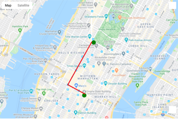 google maps driving directions between two points